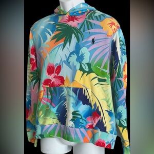 Polo Ralph Lauren Womens Hoodie Pullover Sweatshirt Floral Tropical Sweater M‎
